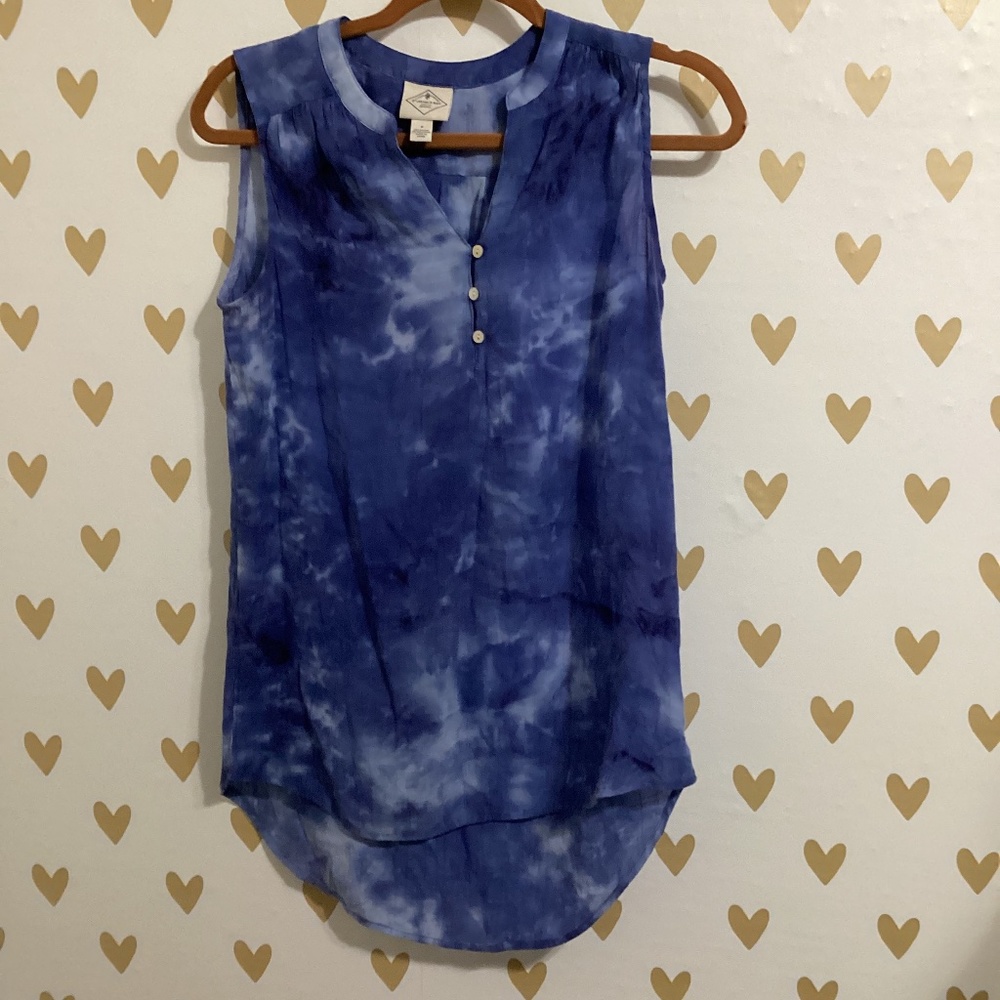 St. John's Bay Blue Tie-Dye Tank Top Size S